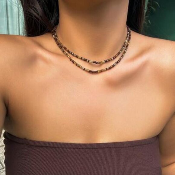 Layered Beaded Choker Necklace - Picture 1 of 4